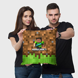 Подушка квадратная Minecraft logo heroes, цвет: 3D-принт — фото 2