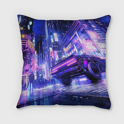 Подушка квадратная Cyberpunk city, цвет: 3D-принт