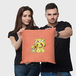Подушка квадратная Pikachu Pika Pika, цвет: 3D-принт — фото 2