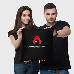 Подушка квадратная Among Us Логотип, цвет: 3D-принт — фото 2