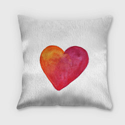 Подушка квадратная Акварельное сердце, цвет: 3D-принт