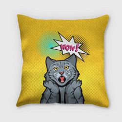 Подушка квадратная Pop Art Cat Wow, цвет: 3D-принт