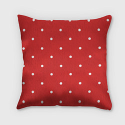 Подушка квадратная Белый горошек на красном фоне, цвет: 3D-принт