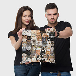 Подушка квадратная Котики смешные, цвет: 3D-принт — фото 2