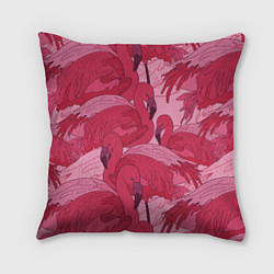 Подушка квадратная Розовые фламинго, цвет: 3D-принт