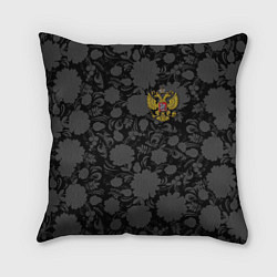 Подушка квадратная Герб России Хохлома, цвет: 3D-принт