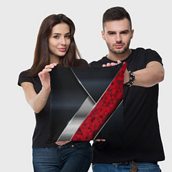 Подушка квадратная 3D BLACK AND RED METAL, цвет: 3D-принт — фото 2