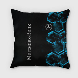 Подушка квадратная Mercedes Мерседес Неон, цвет: 3D-принт