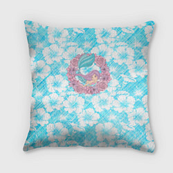 Подушка квадратная Русалочка и цветы, цвет: 3D-принт