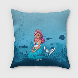Подушка квадратная Mermaid Русалка Русалочка, цвет: 3D-принт