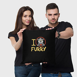 Подушка квадратная I love furry, цвет: 3D-принт — фото 2