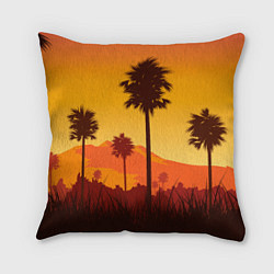 Подушка квадратная Лето, Пальмы, вечер, цвет: 3D-принт