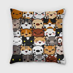 Подушка квадратная Коты и котики, цвет: 3D-принт