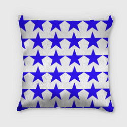 Подушка квадратная Синие звёзды на белом фоне, цвет: 3D-принт
