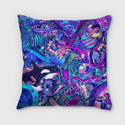 Подушка квадратная Неоновые Звери, цвет: 3D-принт