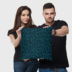 Подушка квадратная Абстрактный зелено-синий узор, цвет: 3D-принт — фото 2