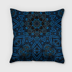 Подушка квадратная Черно-синяя мандала, цвет: 3D-принт
