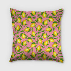 Подушка квадратная Лимоны паттерн, цвет: 3D-принт