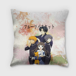 Подушка квадратная Корзинка фруктов персонажи, цвет: 3D-принт