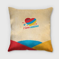 Подушка квадратная Heart I love Armenia, цвет: 3D-принт