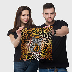 Подушка квадратная BitCoin кот, цвет: 3D-принт — фото 2