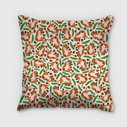 Подушка квадратная Тигрята, еловые ветки и желуди, цвет: 3D-принт