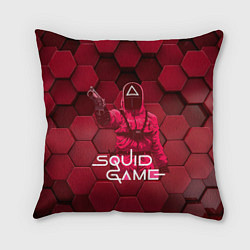 Подушка квадратная Игра в кальмара - красные 3D кубы, цвет: 3D-принт