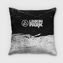 Подушка квадратная Линкин Парк Лого Рок ЧБ Linkin Park Rock, цвет: 3D-принт