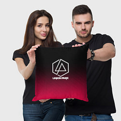 Подушка квадратная LINKIN PARK LOGO CARBON, цвет: 3D-принт — фото 2