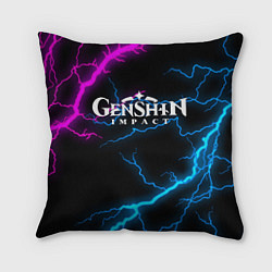 Подушка квадратная GENSHIN IMPACT NEON FLASH НЕОНОВЫЕ РАЗРЯДЫ МОЛНИЙ, цвет: 3D-принт