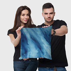 Подушка квадратная Голубой мрамор, цвет: 3D-принт — фото 2