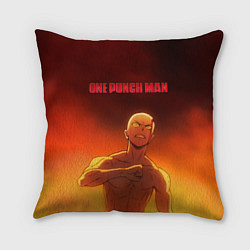 Подушка квадратная Сайтама в огне One Punch-Man, цвет: 3D-принт
