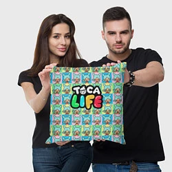 Подушка квадратная Toca Boca logo Тока Бока Рита, цвет: 3D-принт — фото 2