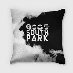 Подушка квадратная Все пацаны на черном фоне Южный Парк, цвет: 3D-принт