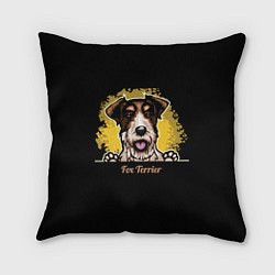 Подушка квадратная Фокстерьер Fox terrier, цвет: 3D-принт