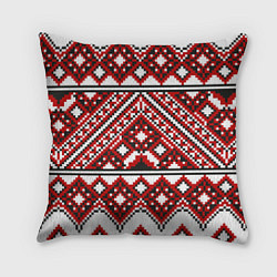 Подушка квадратная Русский узор, геометрическая вышивка, цвет: 3D-принт