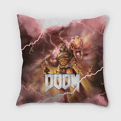 Подушка квадратная Брутальный DoomGay Hell rock, цвет: 3D-принт