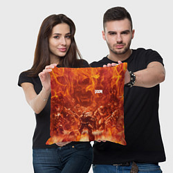 Подушка квадратная Hell Monster vs Doom, цвет: 3D-принт — фото 2