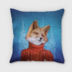 Подушка квадратная НОВОГОДНИЙ ЛИС CHRISTMAS FOX, цвет: 3D-принт