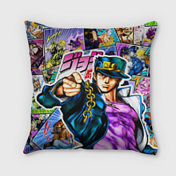 Подушка квадратная Джотаро - JoJos Bizarre Adventure, цвет: 3D-принт