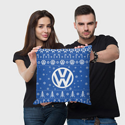 Подушка квадратная Volkswagen Новогодний, цвет: 3D-принт — фото 2