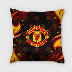 Подушка квадратная MANCHESTER UNITED FIRE STYLE SPORT ПЛАМЯ, цвет: 3D-принт