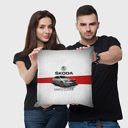 Подушка квадратная Skoda Rapid Sport, цвет: 3D-принт — фото 2