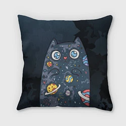 Подушка квадратная Космический кот в планетах, цвет: 3D-принт