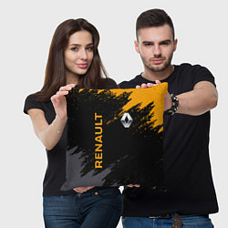 Подушка квадратная RENAULT БРЫЗГИ КРАСОК РЕНО, цвет: 3D-принт — фото 2