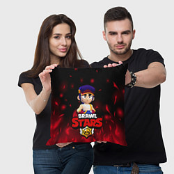 Подушка квадратная ФЭНГ БРАВЛ СТАРС, FANG BRAWL STARS ОГОНЬ, цвет: 3D-принт — фото 2