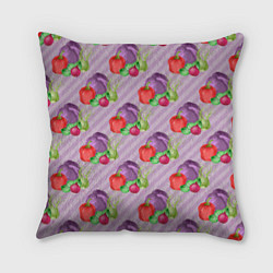 Подушка квадратная Овощной микс Vegan, цвет: 3D-принт