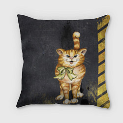 Подушка квадратная Полосатый кот на асфальте, цвет: 3D-принт