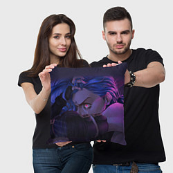 Подушка квадратная Jinx Powder - Джинкс Паудер, цвет: 3D-принт — фото 2