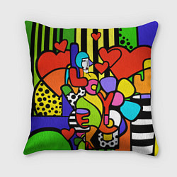 Подушка квадратная Romero Britto - love you, цвет: 3D-принт